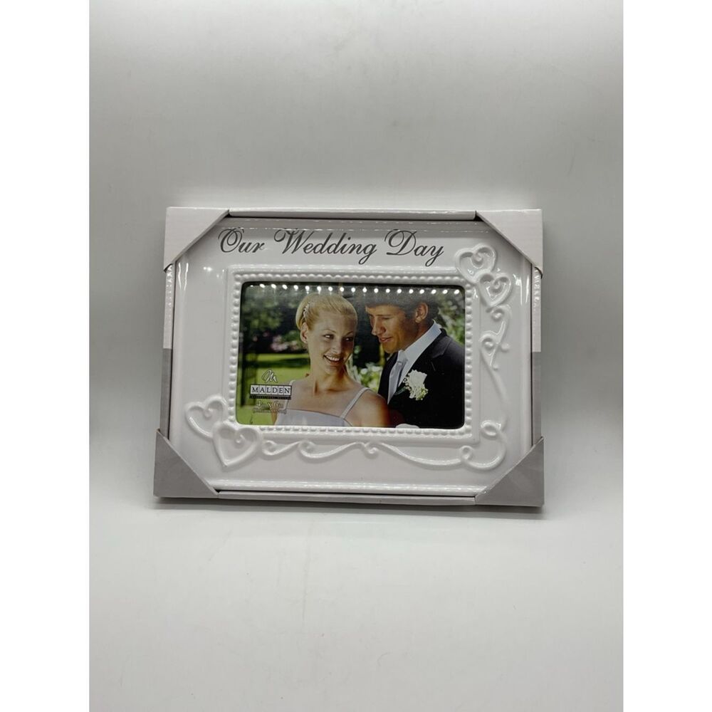 New in Open Box “Our Wedding Day" White Decorative Photo Frame by Malden